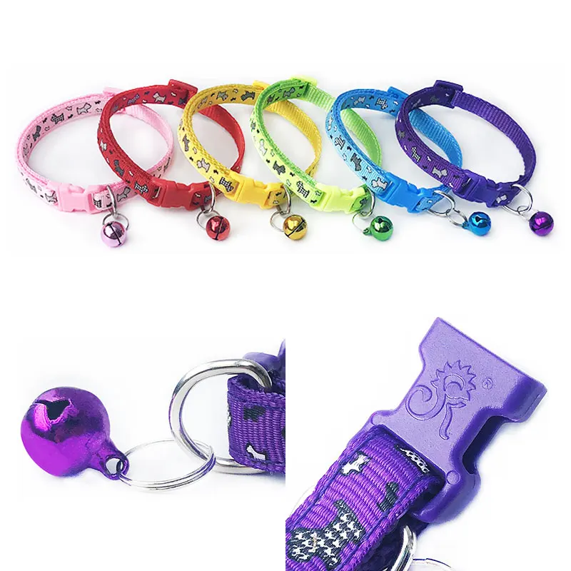 Ошейник с колокольчиком для кошек и собак Регулируемая пряжка мультяшным