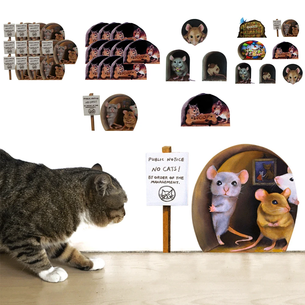 

Creative Cute Realistic 3D Mouse Hole Wall Stickers Vintage Animal Mural Decal Decoration For Children'S Room Home Art Decor