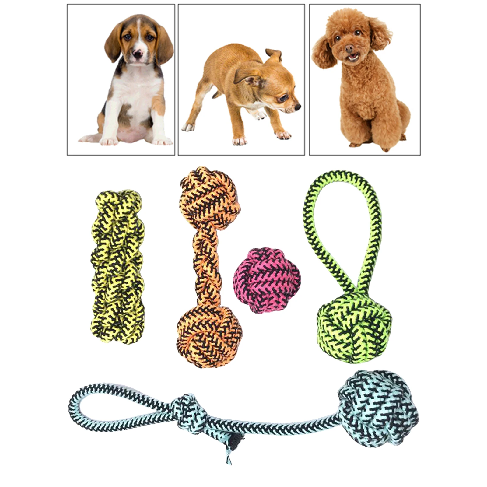 

5 Pieces Cotton Pet Chew Rope Tough Toy Knot Teething Toys for Health