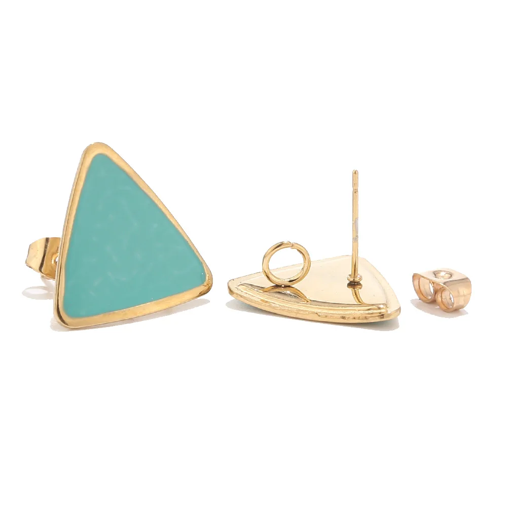 Изысканные серьги-гвоздики из нержавеющей стали 10 шт./лот с треугольным рисунком