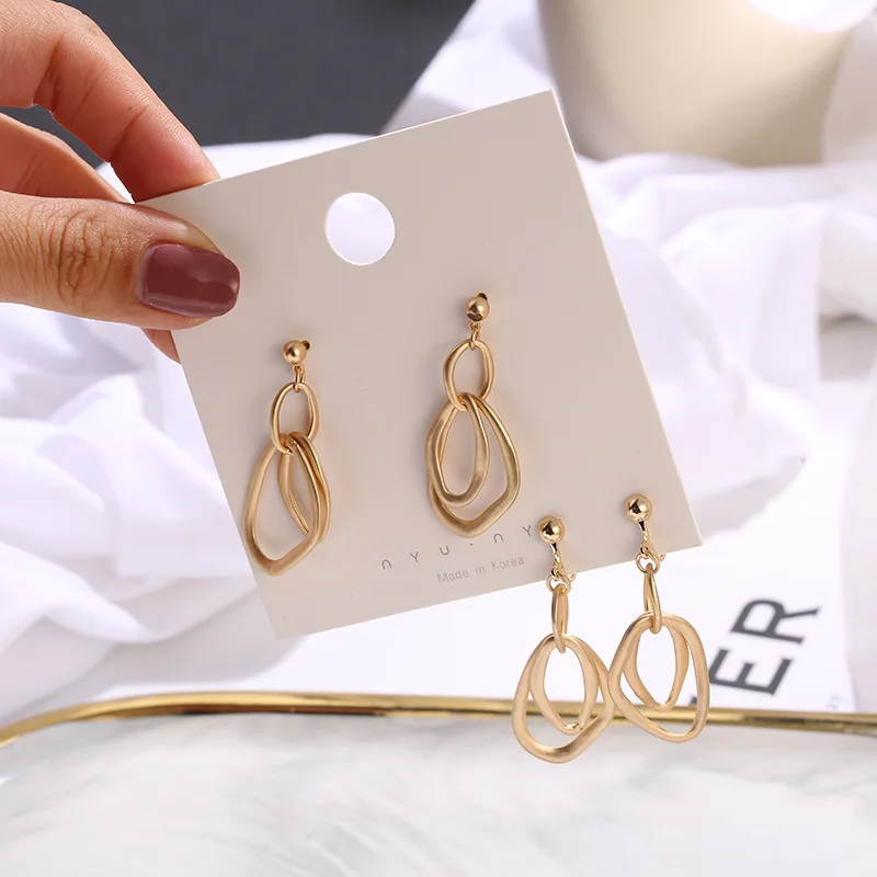 

2020 New Gold Color Clip On Earrings For Women Trendy Irregular Geometric Drop Dangling Earrings Fashion Party Jewelry Gift