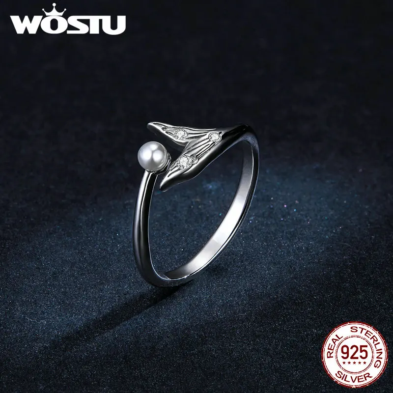 Женское кольцо с хвостом русалки из серебра 925 пробы пресноводным жемчугом |