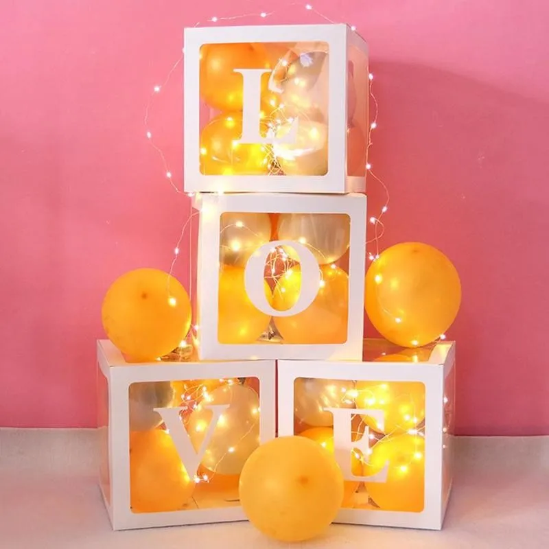 

LOVE Shower Decoration One First Birthday Girl Boy Shower Party Babyshower Gift Age Baby Box Girl Transparent Box Name Boy D0Z5