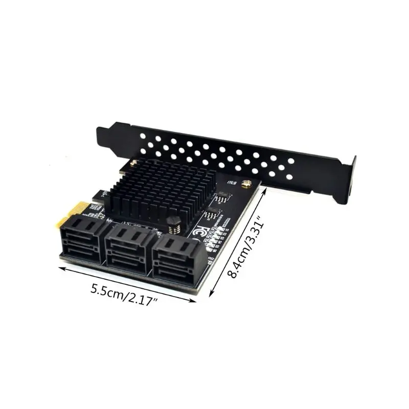 Black 6 Ports SATA 3.0 to PCIe Expansion Card PCI Express SATA Adapter SATA 3 Converter with Heat Sink for hdD Computer