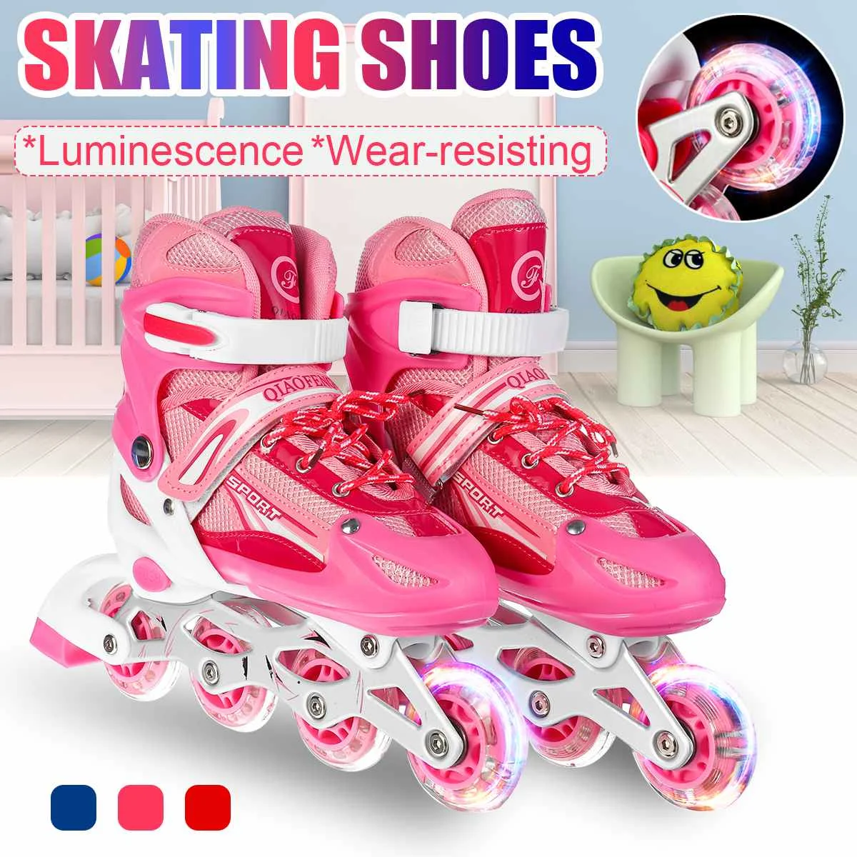 

Unisex Adult/Kid Adjustable Children Inline Skates Roller Skates 4 Wheels Skating Shoes Flashing Wheels Inline Skates Kids Gifts