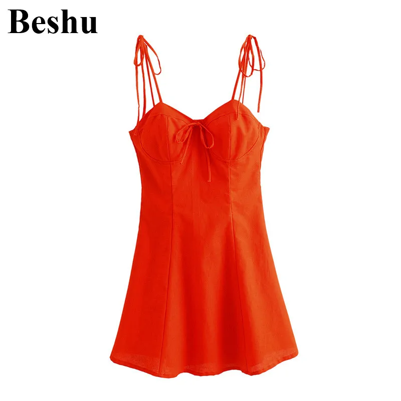 Женское мини платье на бретельках za оранжево Красное Облегающее Платье молнии с