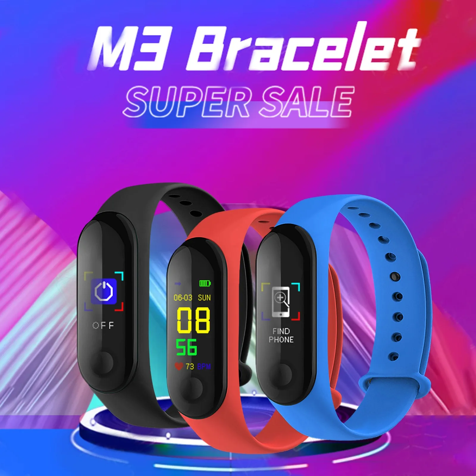 

M3 Bluetooth Watch Wristband Fitness Tracker M3 Smart Bracelet Pedometer Heart Rate Blood Pressure Health Waterproof Smart Watch
