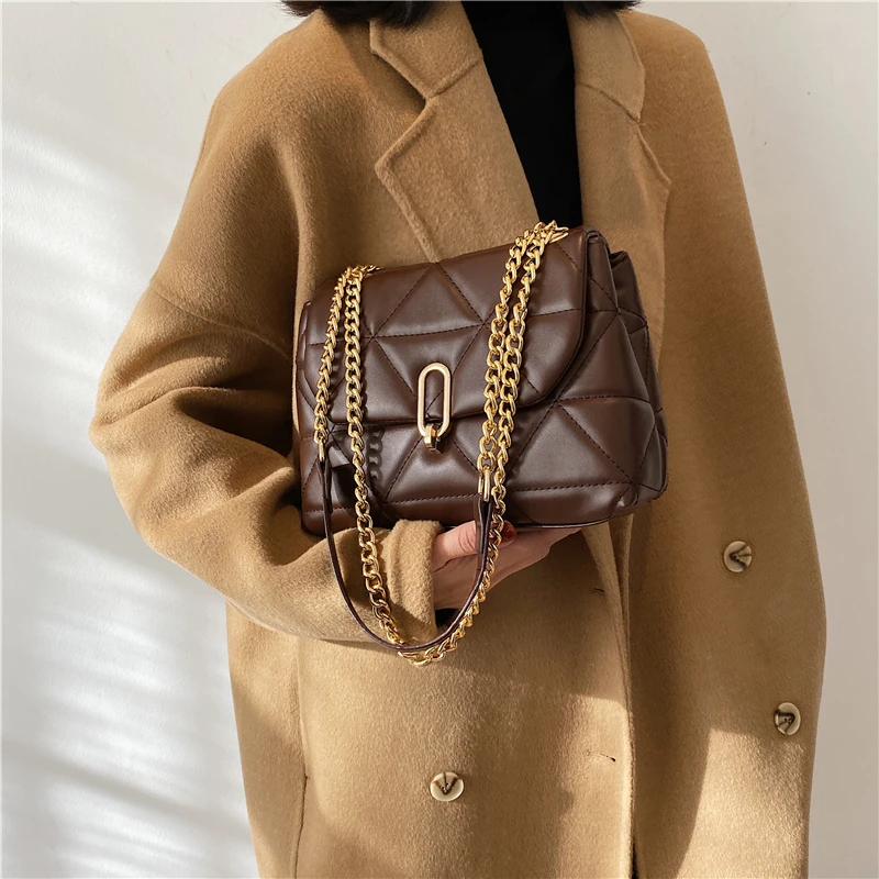 

Embroidery Thread Small Chain Brand Designer Leather Crossbody Bags For Women 2021 Shoulder Bag Lady Luxury Handbags And Purses