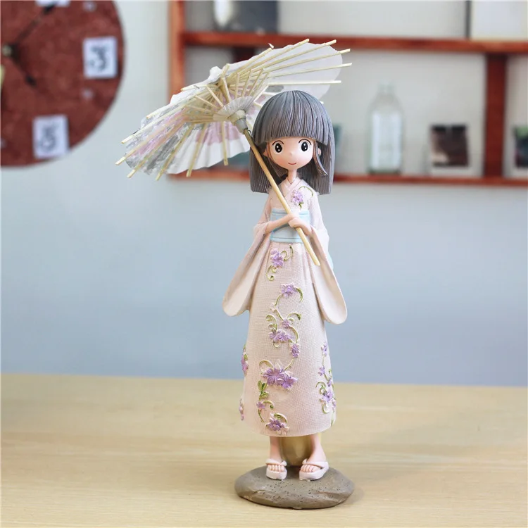 Красивая девушка из смолы в японском стиле кукла для домашнего декора или