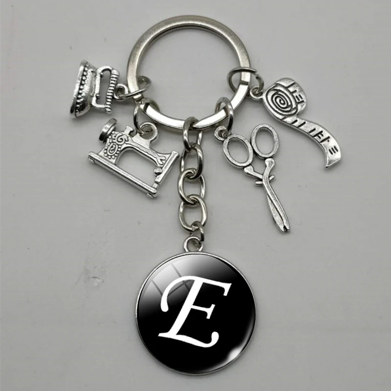 Металлическая швейная машинка ножницы линейка портновский брелок машина