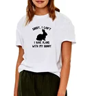 Женская хлопковая футболка, с изображением милого кролика, забавная летняя футболка с коротким рукавом