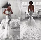 Винтажное кружевное свадебное платье с юбкой-годе, сексуальное прозрачное платье из тюля с пуговицами на спине, шлейфом, свадебное платье