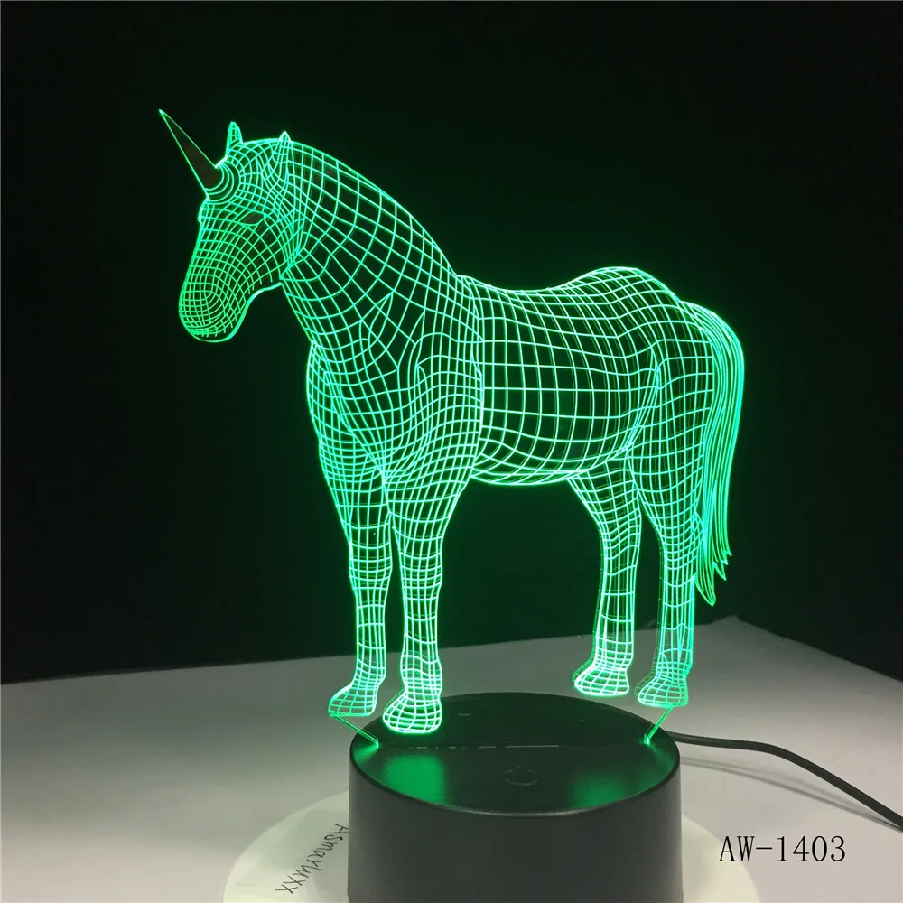

Unicorn 3D LED Night Lamp 7 Colors Change Touch Switch Small Night Light Atmosphere Lamp Bedroom Light AW-1403