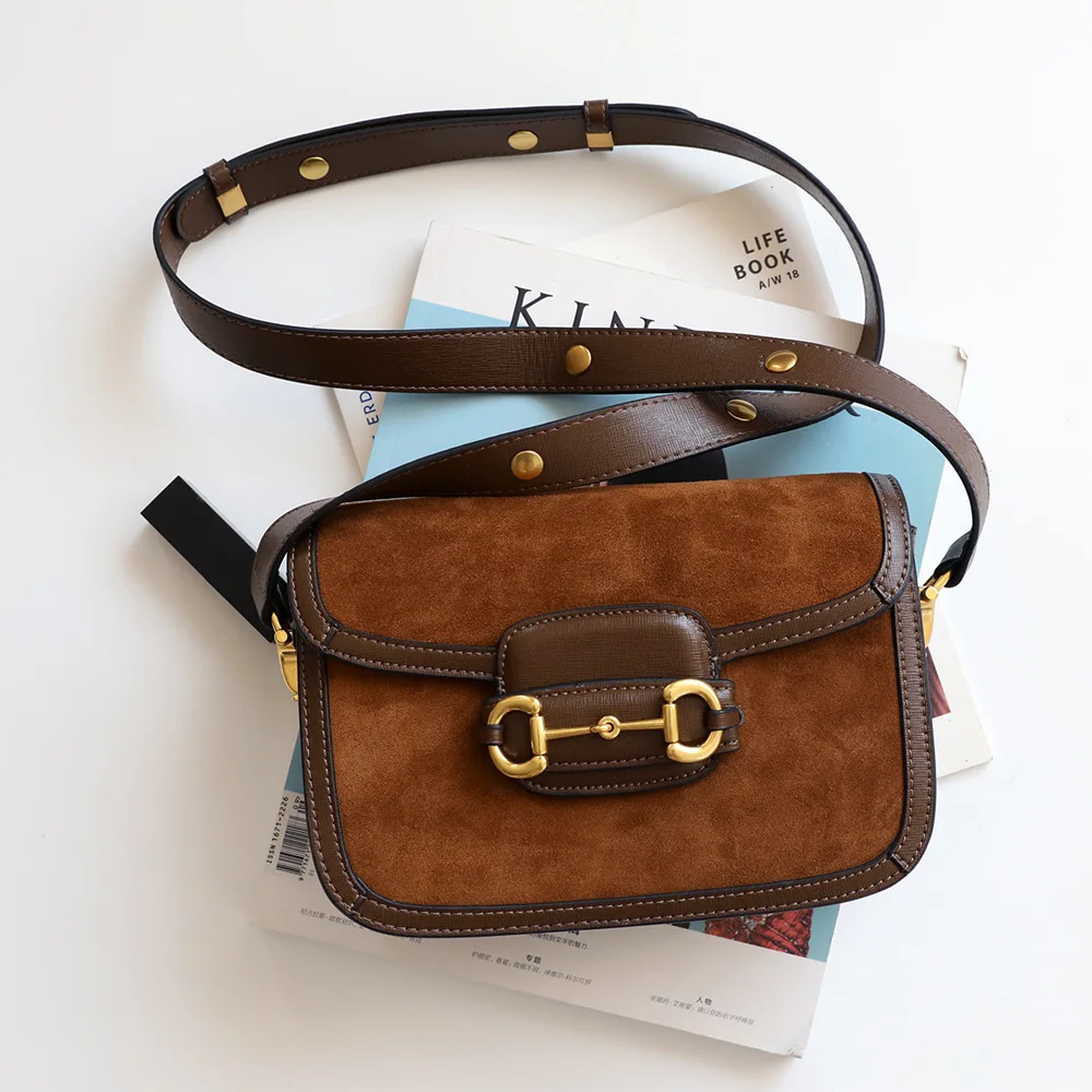 Винтажная женская сумка через плечо натуральная кожа + замша мессенджер