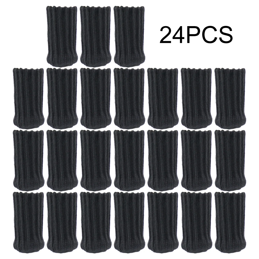 

24pcs Round Bottom Chair Leg Socks Reusable Floor Protector Non Slip Elastic Stitching Knitted Home Decor Caps Furniture Cover