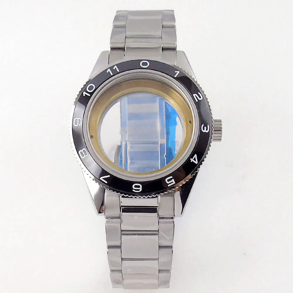 41mm Watch Case 10Bar Waterproof Fit for NH35 NH36 ETA2836 MIYOTA82 DG2813 Sapphire Glass Ceramic Bezel Screw Crown Steel Band