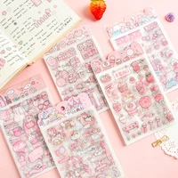 4 sheets cute pink unicorn sakura pet sticker decorative diary journal srapbooking planner stickers aesthetic kawaii stationery