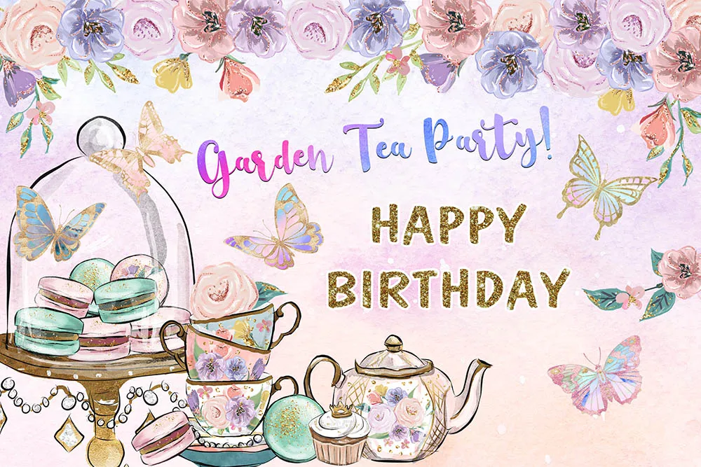 

Mehofond Photography Background Macaron Cup Cake Floral Tea Party Birthday Girl Baby Shower Birthday Party Backdrop Photo Studio