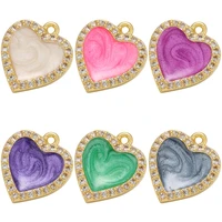 zhukou gold color cz crystal heart charms enamel dripping oil pendants earrings necklaces jewelry accessories wholesale vd962
