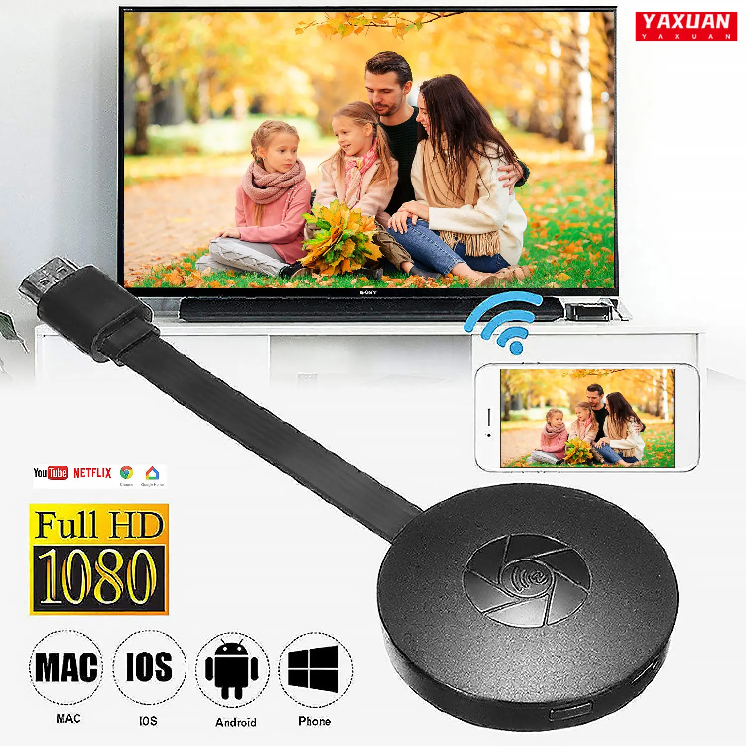 Беспроводной Wi Fi адаптер для дисплея 1080P ТВ видеоадаптер Airplay DLNA экран зеркальное