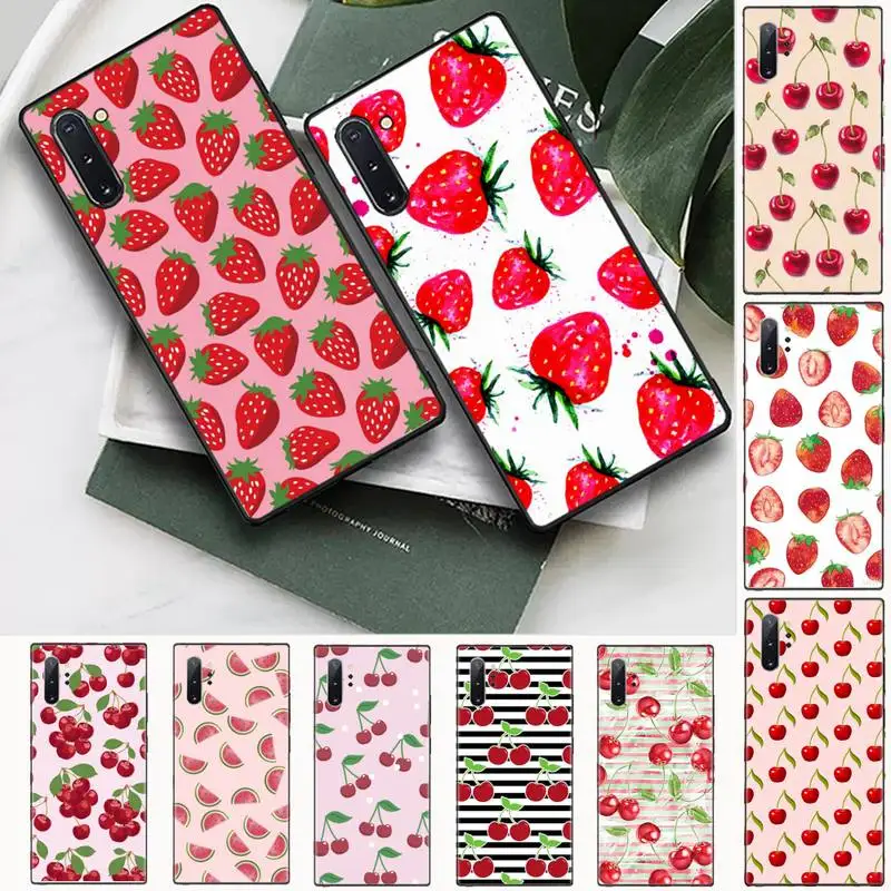 

Pink Cherries Cherry Strawberry Phone Case For Samsung Galaxy S8 S9 S10 Plus S10E Note 3 4 5 6 7 8 9 10 Pro Lite Cover Funda