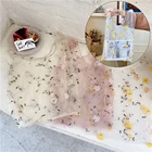 Модная Милая женская маленькая сумочка с цветочной вышивкой, органза, повседневная сетчатая Прозрачная Кружевная Сумка-тоут, экологически чистая сумка для покупок