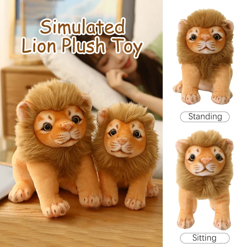 

Lifelike Lion Plush Toys Soft Stuffed Doll Simulation Brown Lion Doll Home Decor Crafts Ornaments Photo Props Kids Boy Gifts