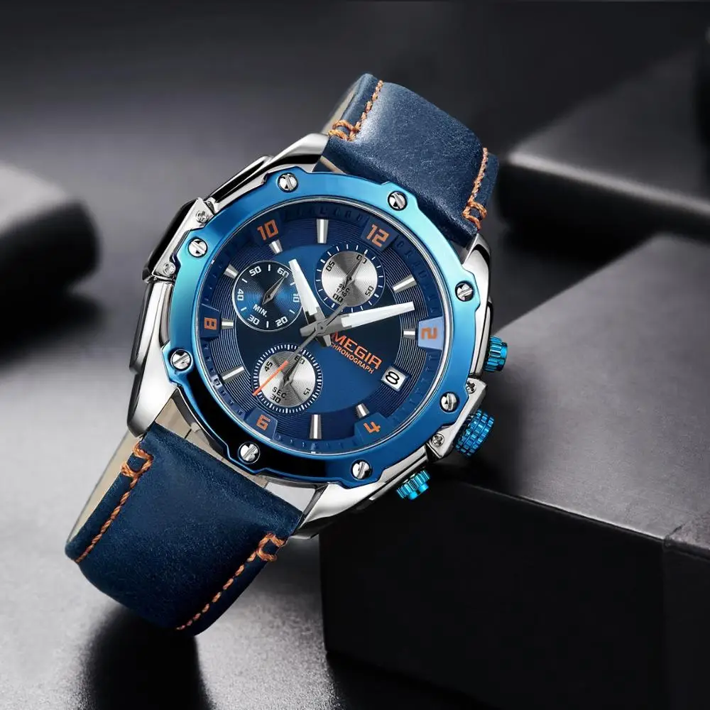 Часы MEGIR Мужские кварцевые с хронографом деловые креативные армейские в стиле