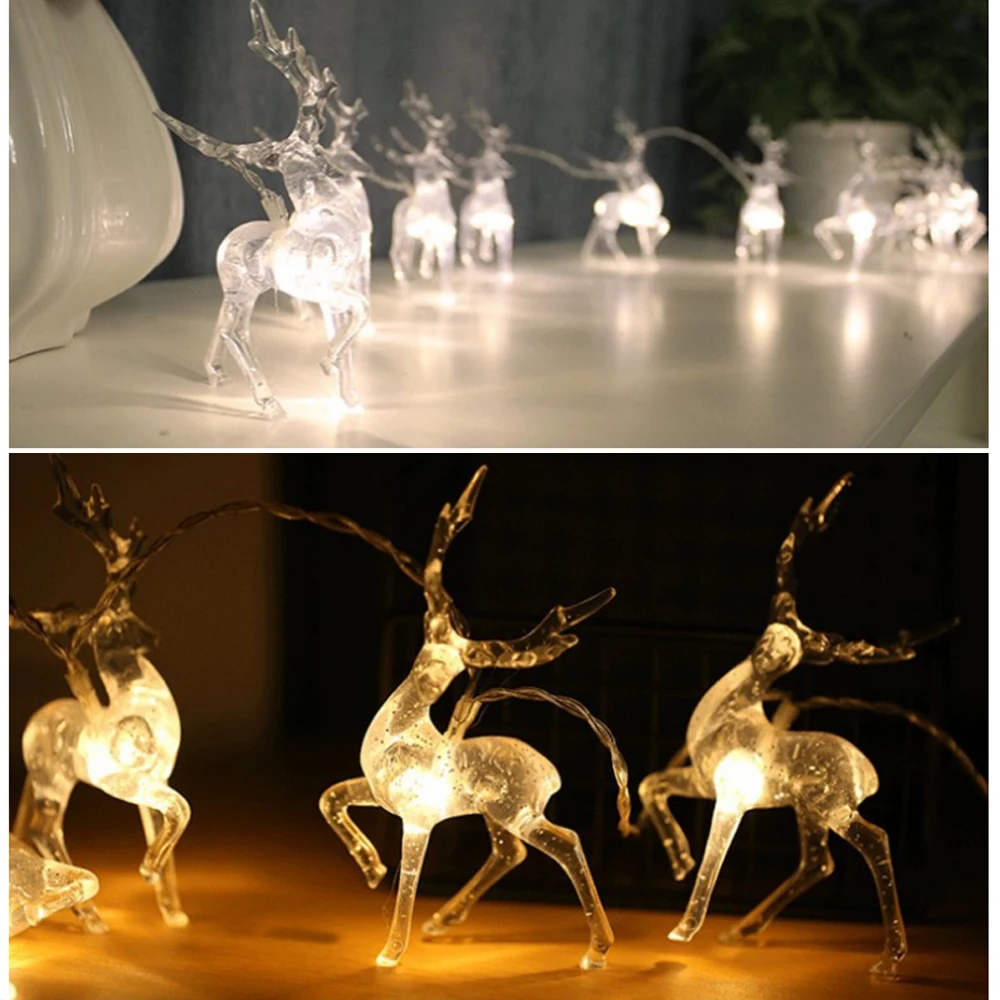 

New Deer LED String Light 10LED 20LED Battery Operated Reindeer Indoor Decoration for Home Holiday Festivals Outdoor Xmas Party
