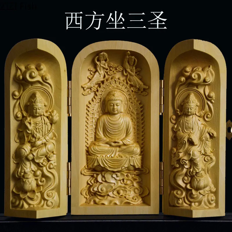 Китайские статуи для украшения самшита статуя Будды резьба по дереву