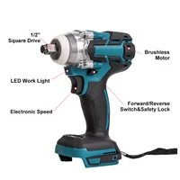 household upgrade brushless cordless electric impact wrench rechargeable 12inch wrench power tool for makita 18v battery