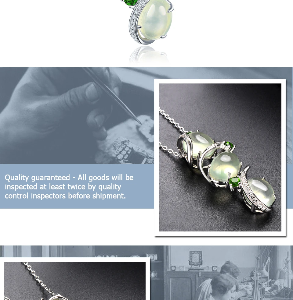 Hutang 9.57ct натуральный Prehnite женский кулон драгоценный камень диопсид Твердые 925 пробы Серебряная цепочка Изящные кубические элегантные ювелирные изделия подарок