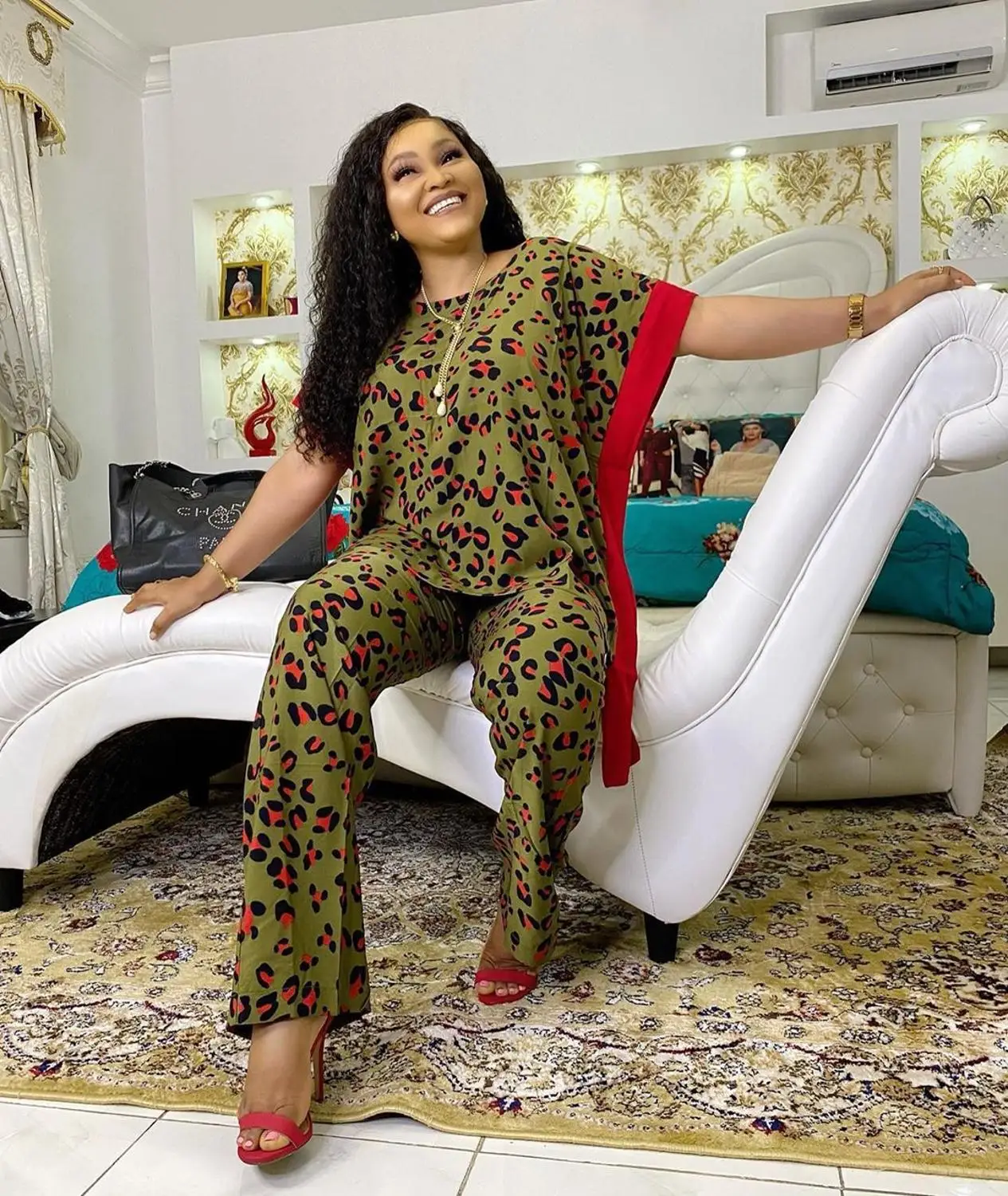 

African Sets Print Leopard Suits Dashiki Tops Pants Muslim Bazin Long Maxi Robe Gowns Evening Party Riche Sexy Lady Fairy Dreams