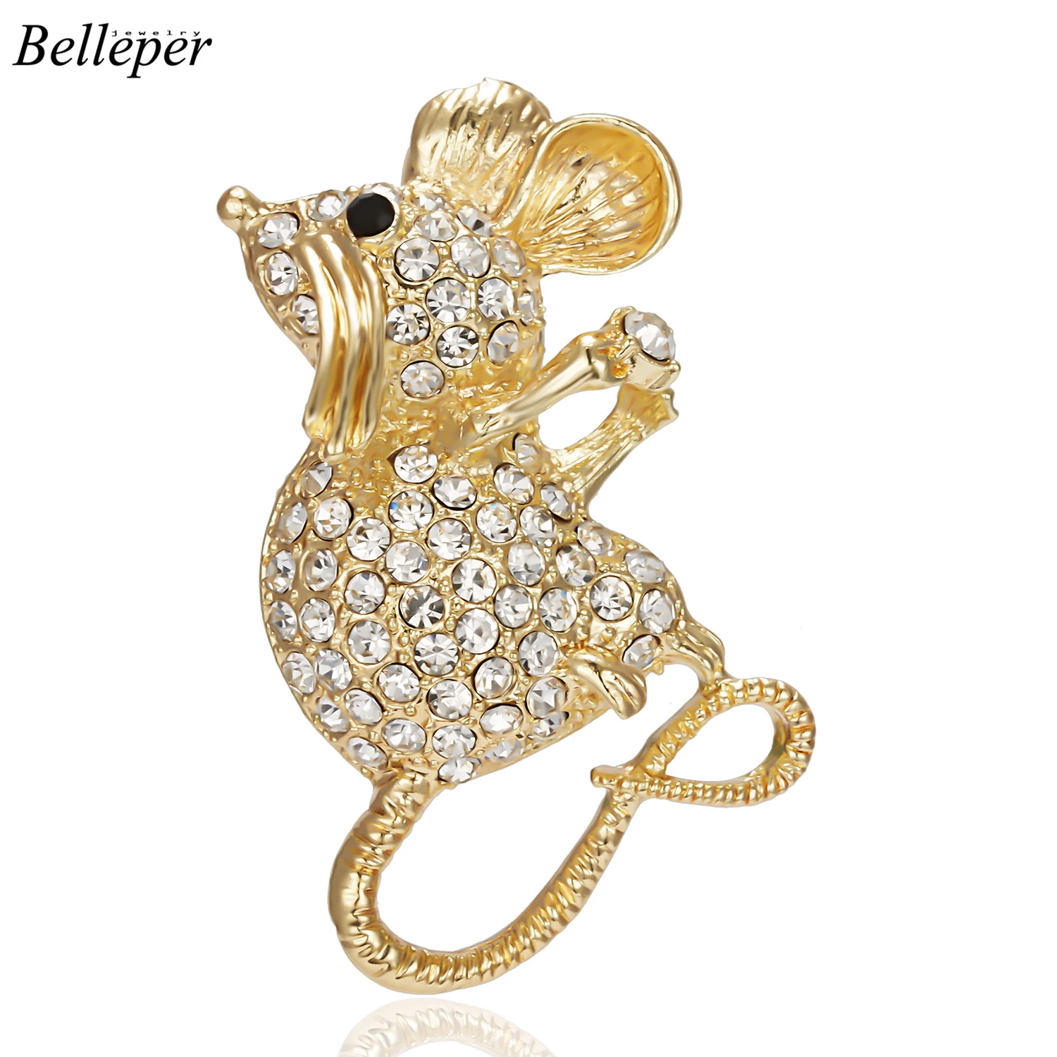 Брошь с мышью и стразами в ретро-стиле, украшение для одежды, украшение для волос, модные ювелирные изделия в стиле китайского года, подарки.