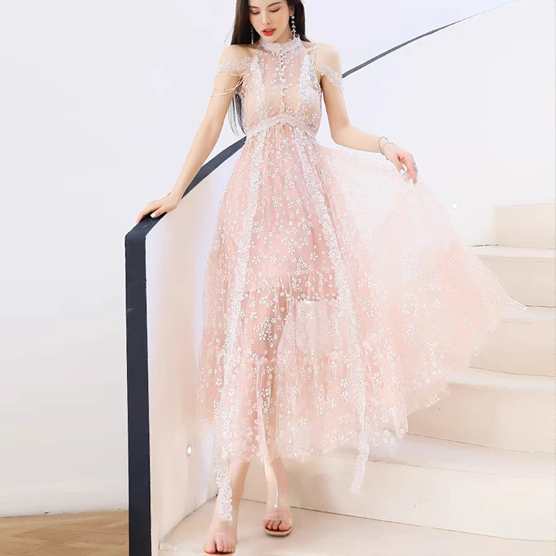 Длинное дизайнерское летнее новое женское вечернее сексуальное модное