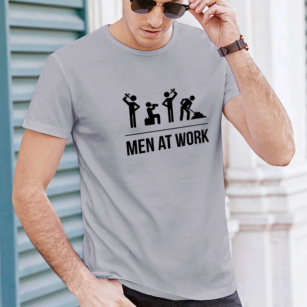 

Men Clothing Tops Tee Harajuku Fashion Short Sleeve O-Neck Print Men At Work Funny T-shirt Kawaii Streetwear Graphic T Shirts