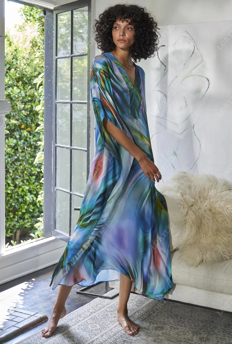 2021 быстросохнущая богемная Печать рукава летучая мышь свободное летнее пляжное