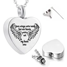 Ангельские крылья сердечко Кремация Urn ожерелье для праха из нержавеющий стали памятный Ash подвеска Keepsake ювелирные изделия-с наполнителем воронки