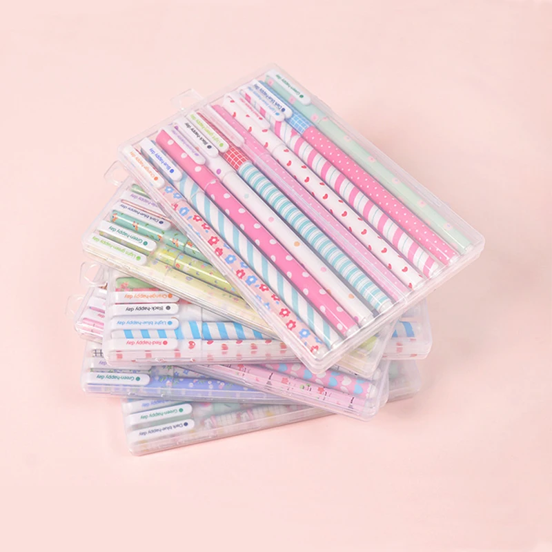 10 Pcs/Set Color Pen Flower Animal Starry Star Flora Colored friction Gel 0.5mm Cute pens school Kawaii Korean Stationary | Канцтовары