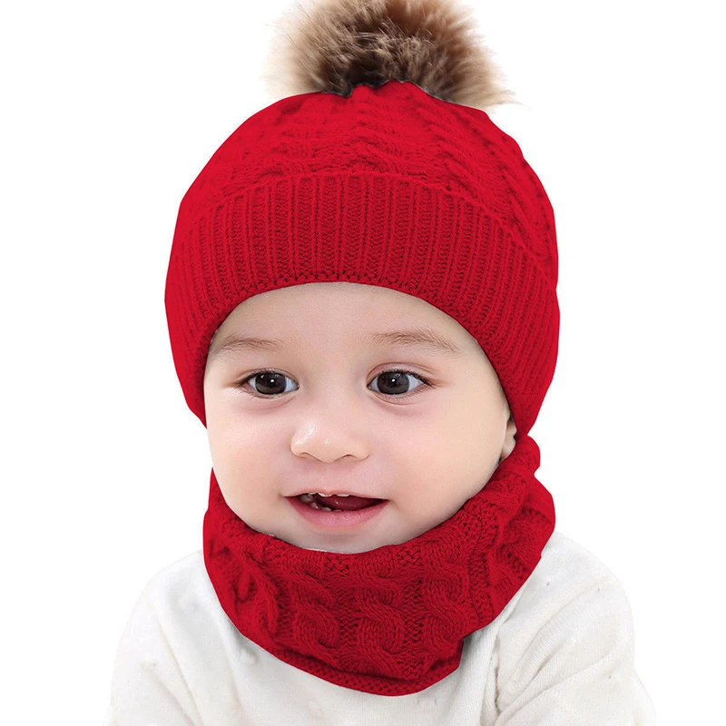 Cute Toddler Kids Girl&ampBoy Baby Infant Winter Warm Crochet Knit Hat Fur Pom Beanie Cap Scarf | Детская одежда и обувь