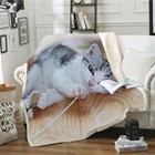 Одеяло из шерпы с милым рисунком кошки, мягкое удобное дорожное одеяло, теплое покрывало для дивана, стула, дивана, плед, одеяло из чистого хлопка