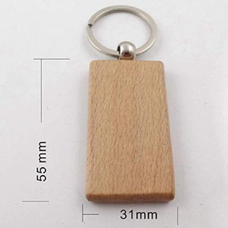 Горячие 60 шт пустые прямоугольные деревянные брелки для ключей Diy Деревянные