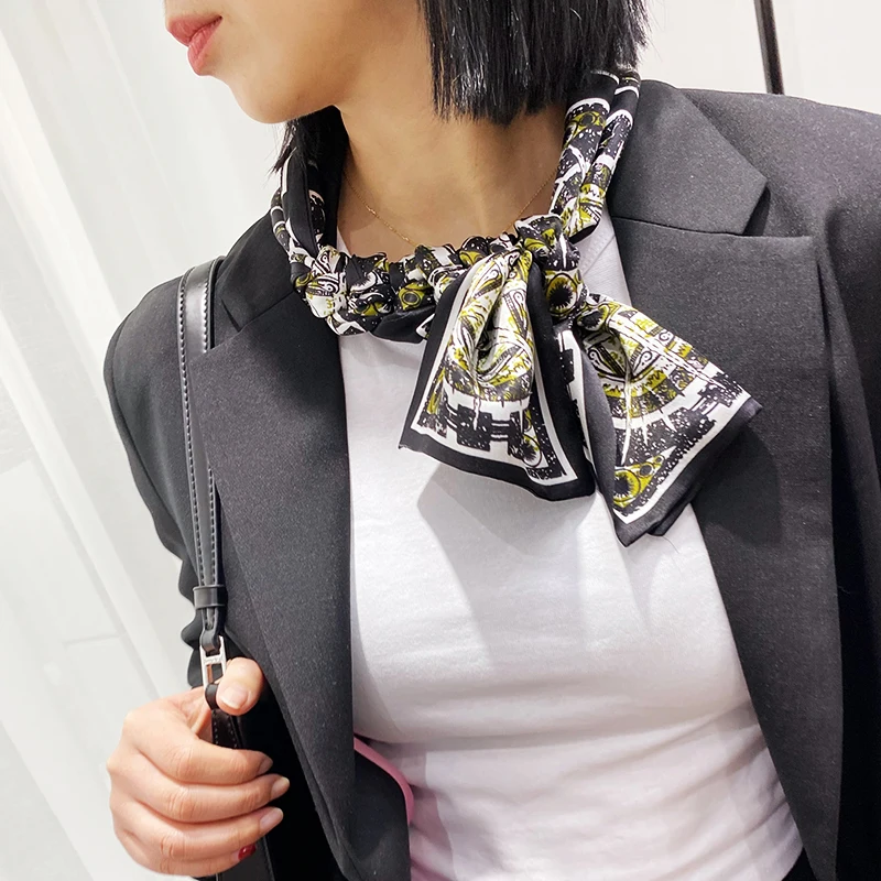 

New Luxury Brand GG Series Double-layer Silk Ribbon Scarf Women headbands for women Suitcase Streamers Small Bow Tie WJ10019