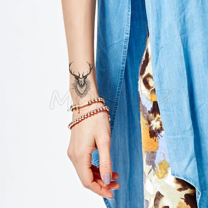 Татуировка с головой оленя пера давида водостойкая 10 5*6 см | Красота и здоровье