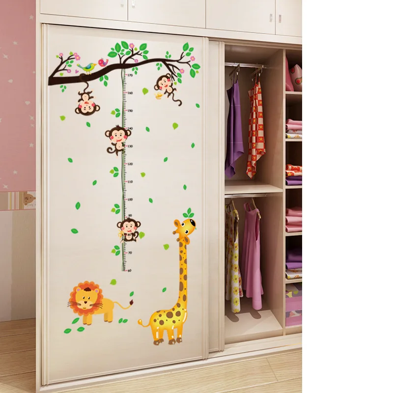 Милый играющие обезьяны на дереве мультфильм животных наклейки стену высота