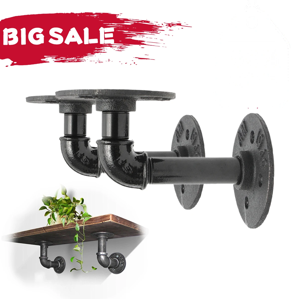 1 пара индустриальном стиле черная железная труба кронштейн настенный плавающий