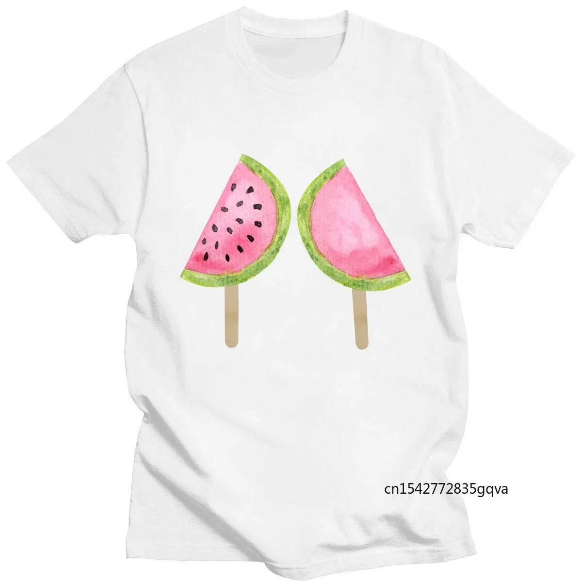 

2021 Summer New Product Watermelon Popsicle Print T-Shirt Unisex Round Neck Short Sleeve Fashion Daily Top