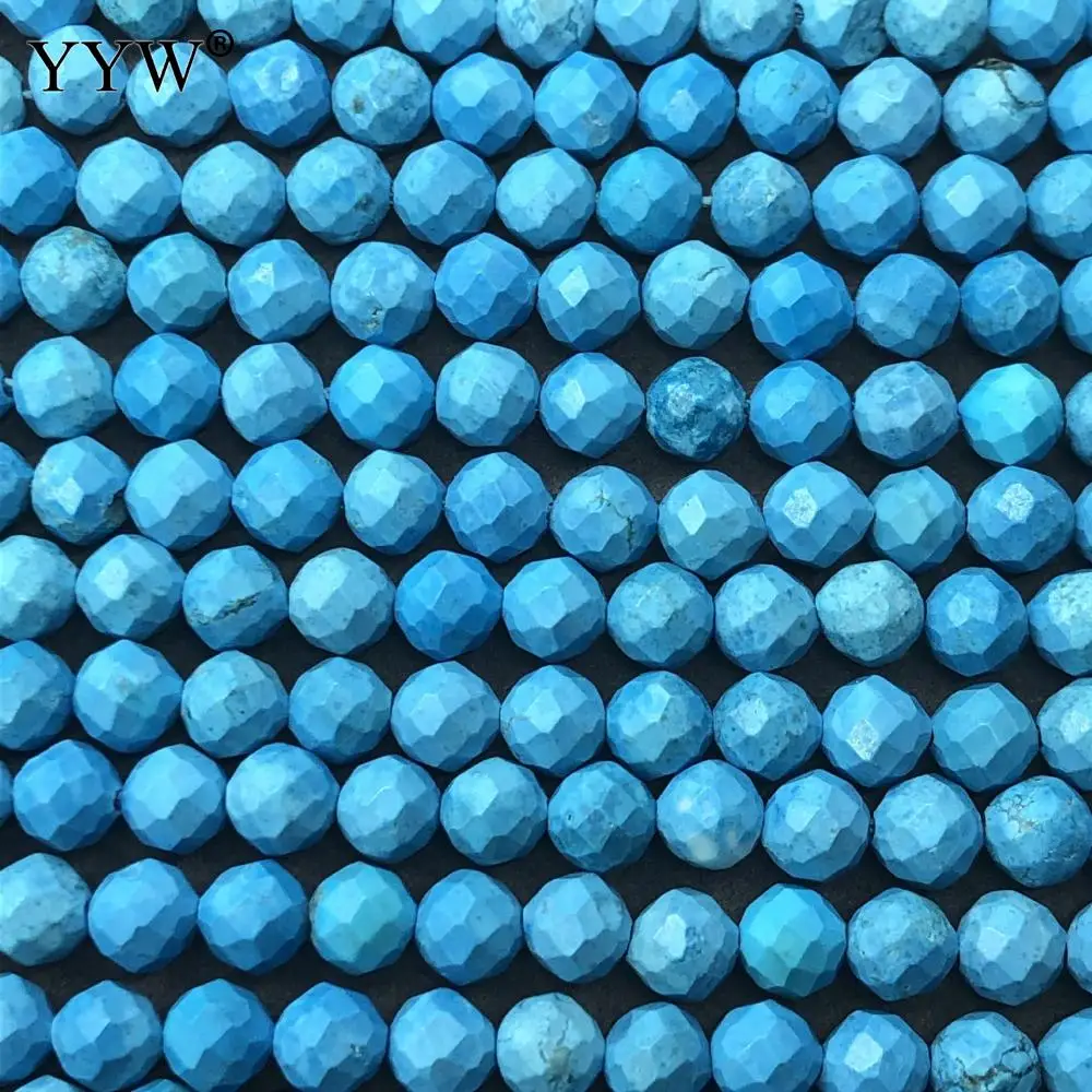 

4mm Turquoise Native Howlite Beads 2020 New Summer Round Polished DIY & Faceted Blue Beads Jewelry Making Beads Sold By Strand