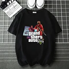 Футболка Grand Theft Auto Game GTA 5 из 100% хлопка для мужчин и женщин, повседневные футболки, летние брендовые топы, Мужская мультяшная футболка в стиле Харадзюку