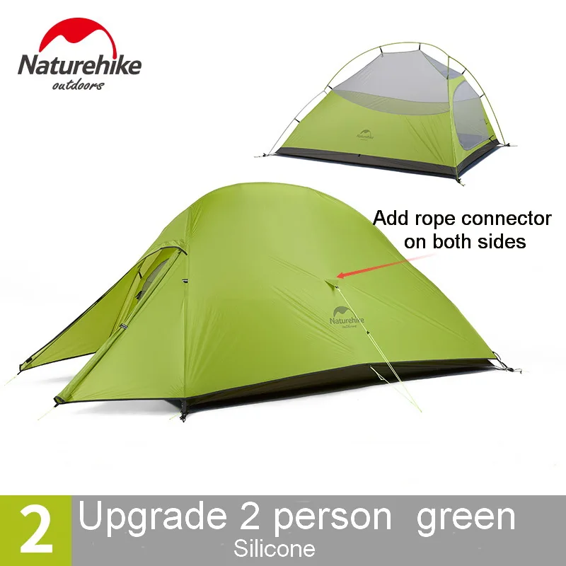2P 20D L- green up Naturrehike CloudUP2 обновление 2 человек силиконовое покрытие двойной слой водонепроницаемый палатка портативный горный Сверхлегкий палатки PU4000 - Цвет: 2P 20D L- green up